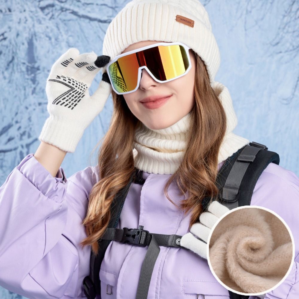 3pcs Hiking Solid Color Hat Sc - Wool Glove Lined reseña y precio