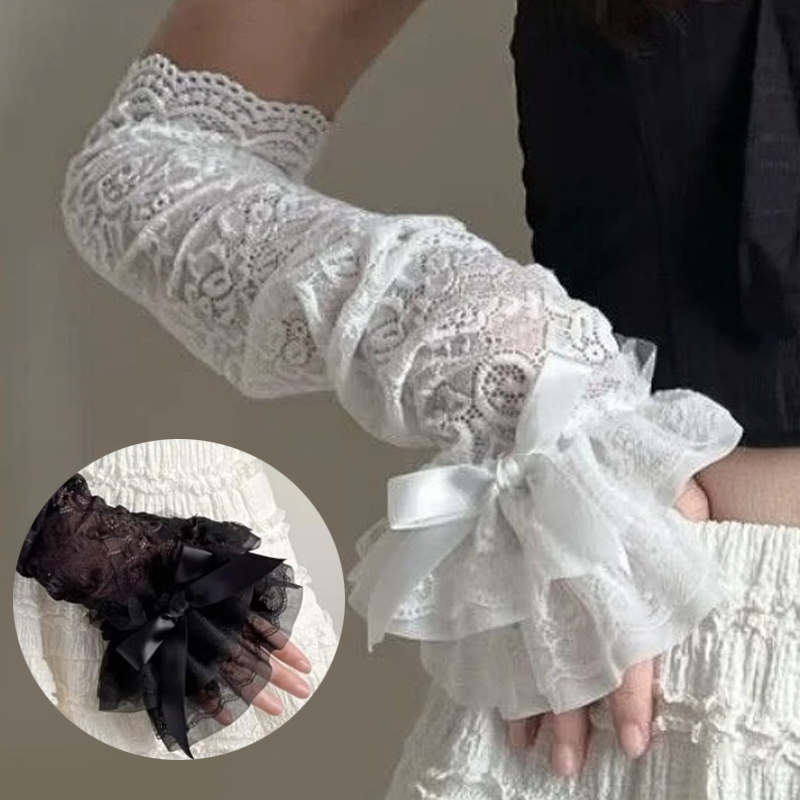 Hollow Out Lace Long Arm Sleev - Fingerless Glove Knit reseña y precio