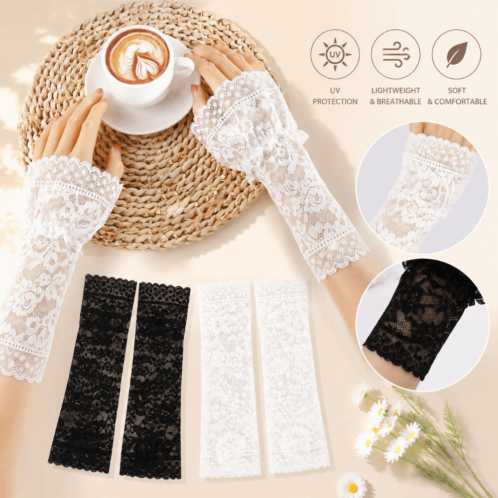 Lace Ruffles Pleated Detachabl - Fingerless Glove Knit reseña y precio