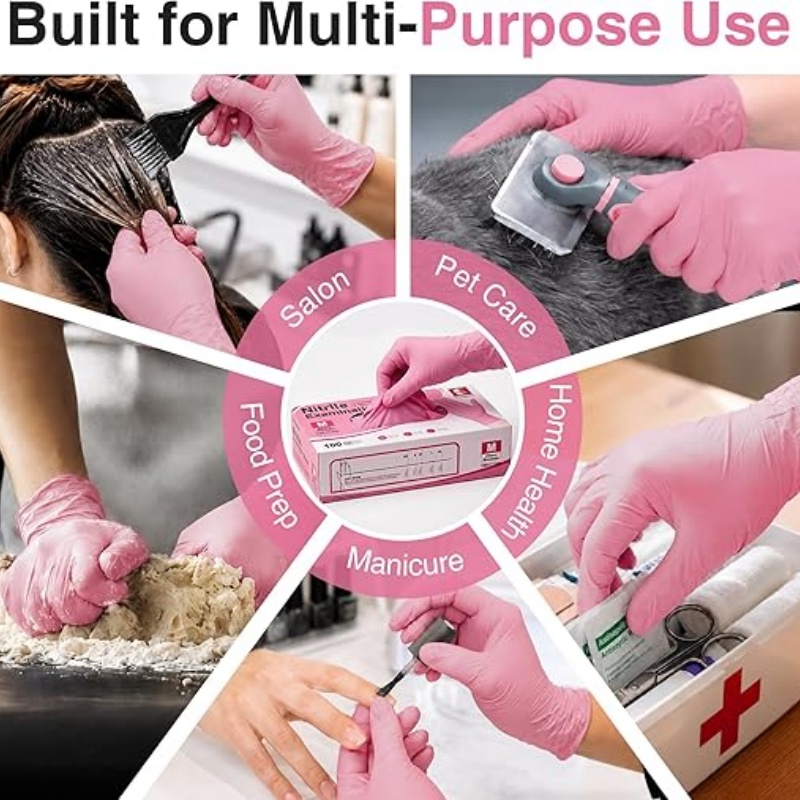 Pink Nitrile Disposable Gloves - Nitrile Mechanic Glove reseña y precio