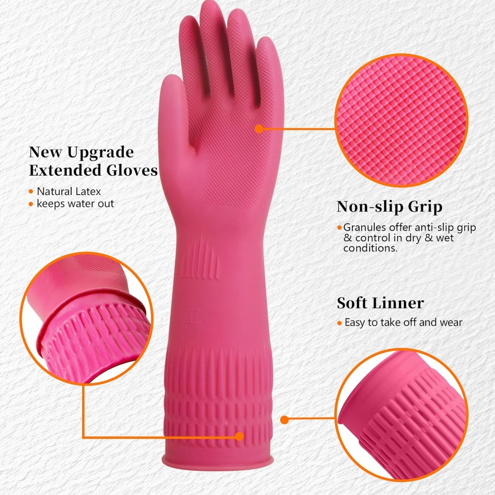 15-Inch Reusable Rubber Gloves - Rubber Glove Cleaning reseña y precio