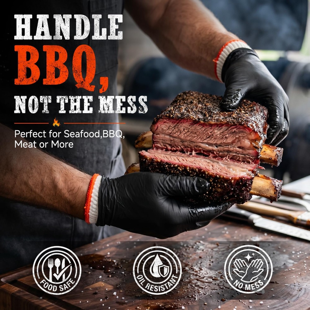 BBQ Gloves 50 Disposable Nitri - Heat Resistant Glove reseña y precio