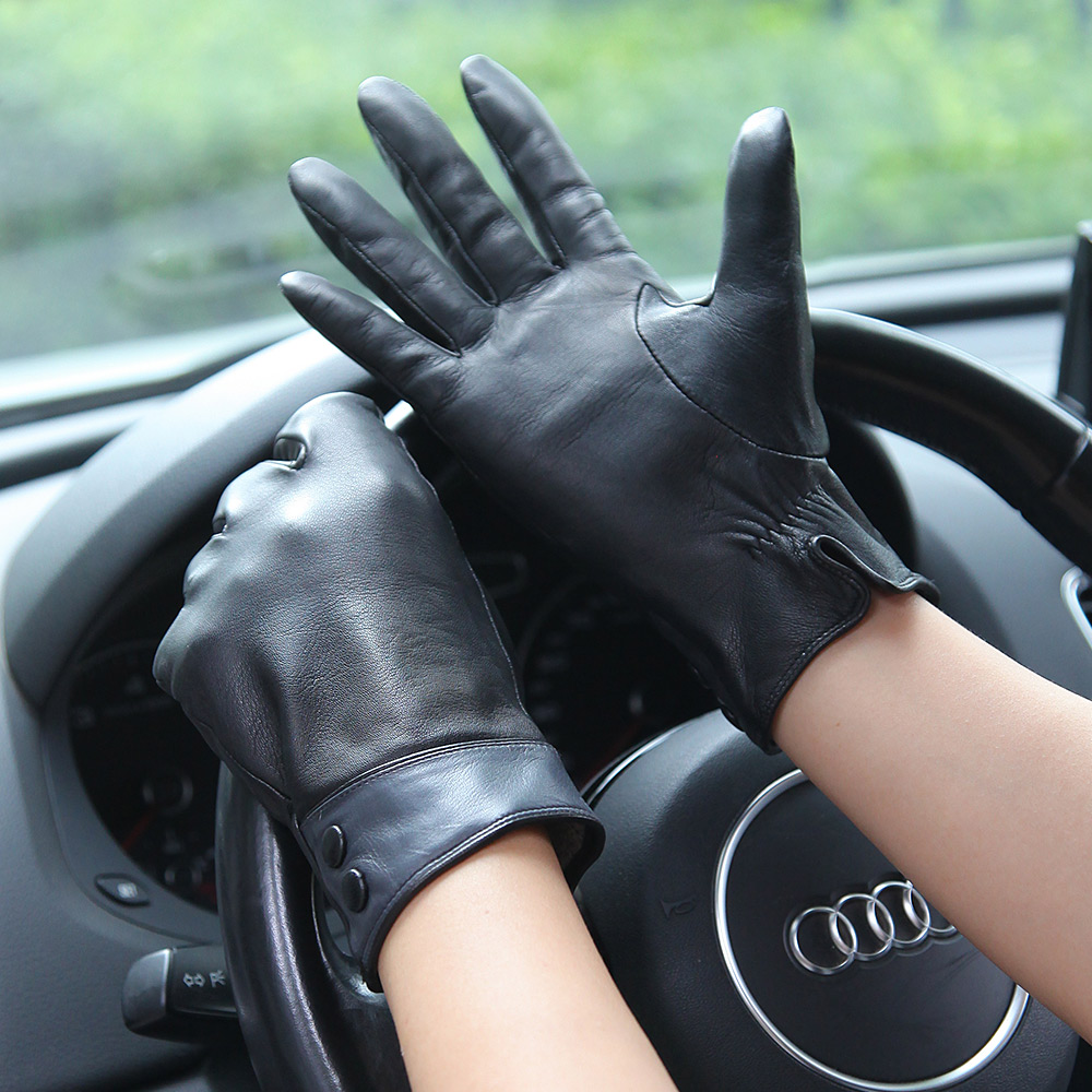 Fashion Black Real Leather Glo - Wool Glove Lined reseña y precio