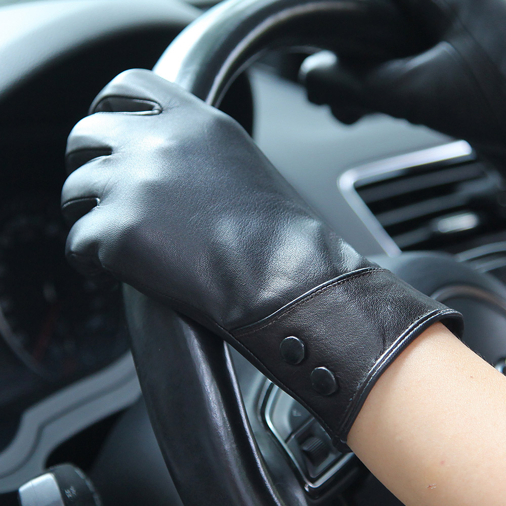 Fashion Black Real Leather Glo - Wool Glove Lined reseña y precio