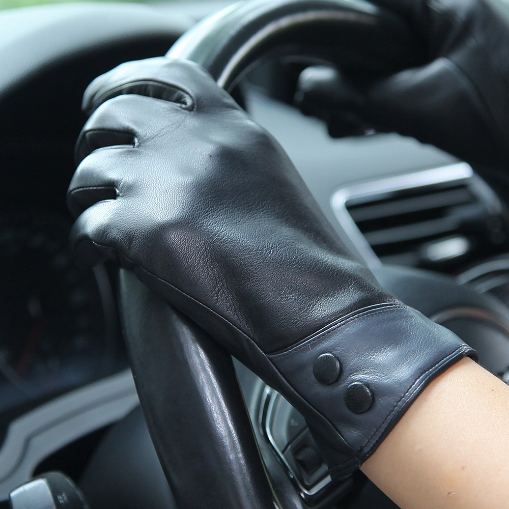 Fashion Black Real Leather Glo - Wool Glove Lined reseña y precio