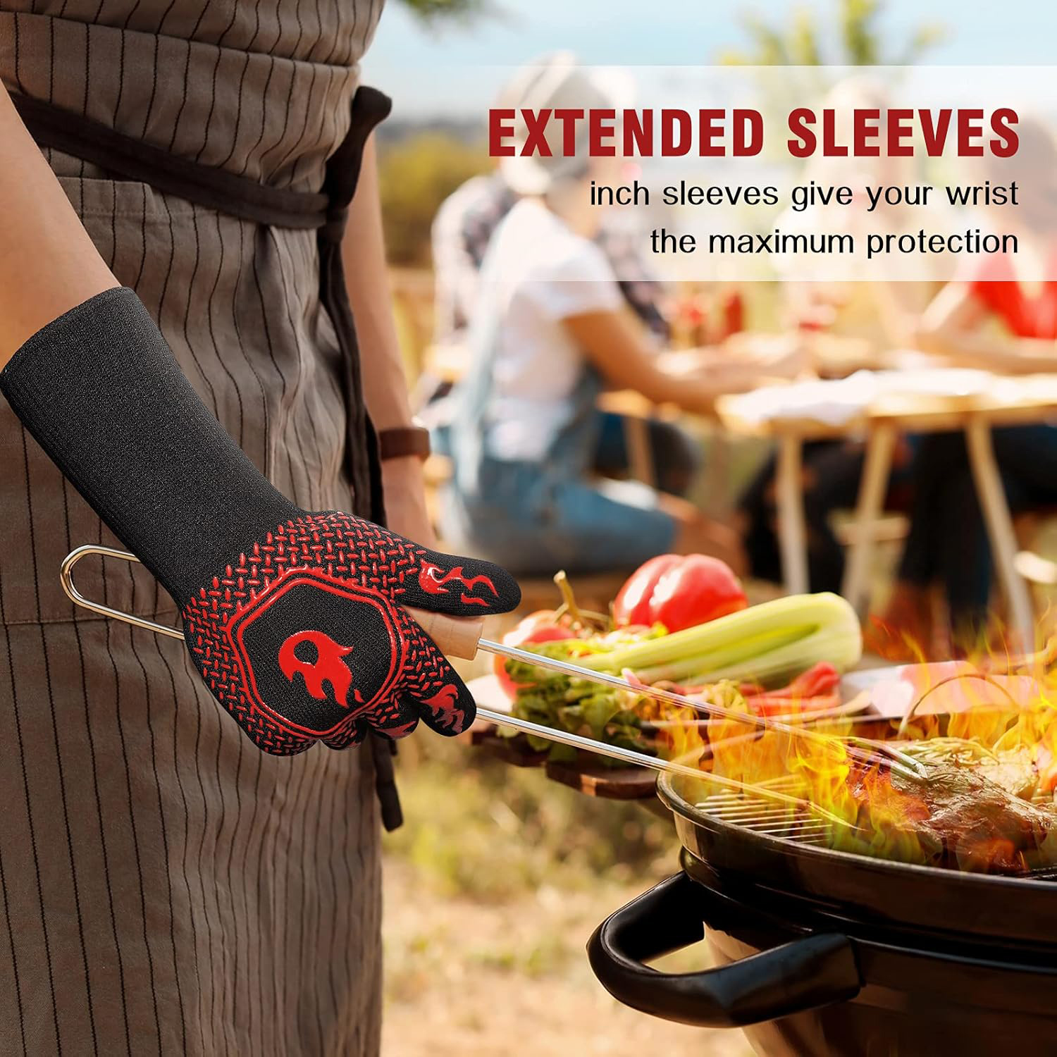 BBQ Grill Gloves High Temp Res - Oven Mitt Silicone reseña y precio