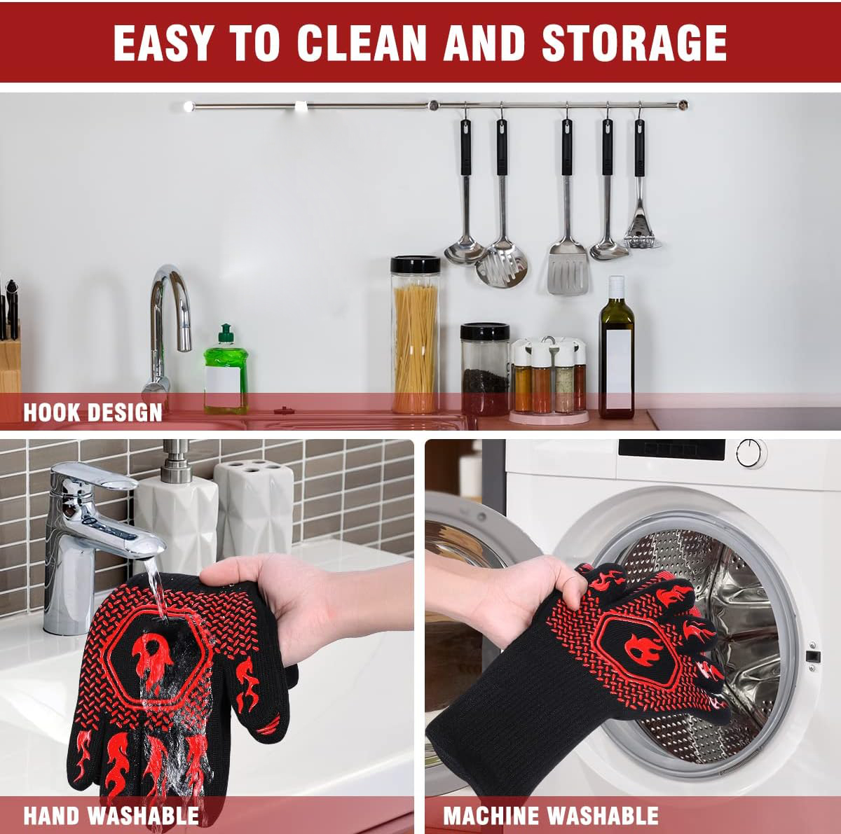 BBQ Grill Gloves High Temp Res - Oven Mitt Silicone reseña y precio