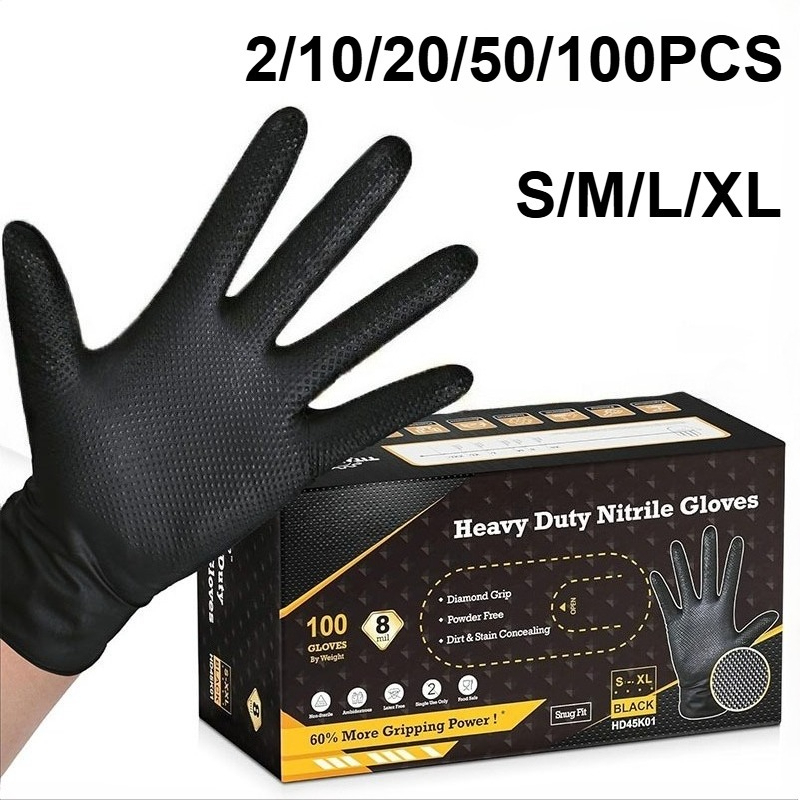 2-100PCS 8mil Heavy Duty Indus - Nitrile Mechanic Glove reseña y precio