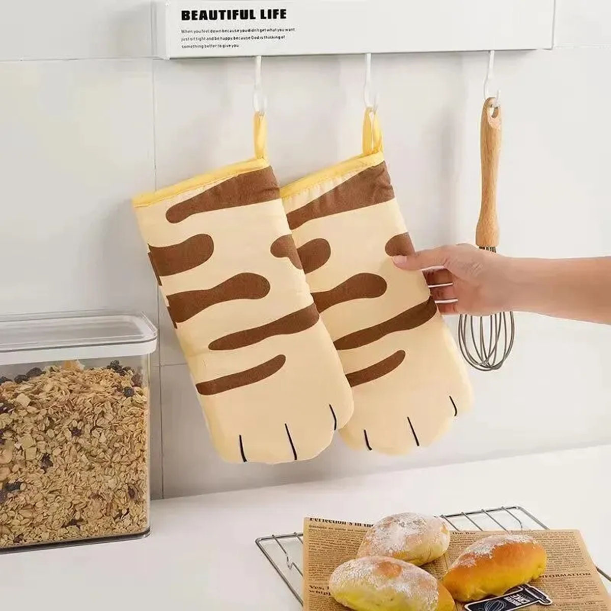 Microwave Long Cotton Gloves C - Oven Mitt Silicone reseña y precio