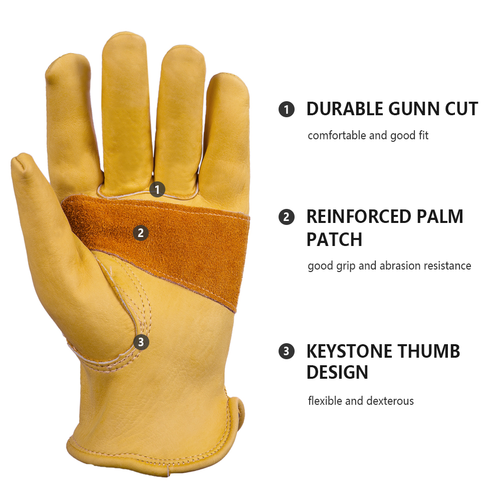 1 Pair Cowhide Heavy Duty Secu - Leather Driving Glove reseña y precio