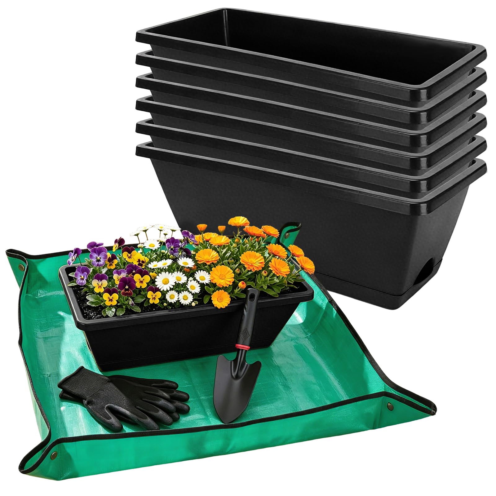 7 Black 17-Inch Rectangular Pl - Gardening Glove Waterproof reseña y precio