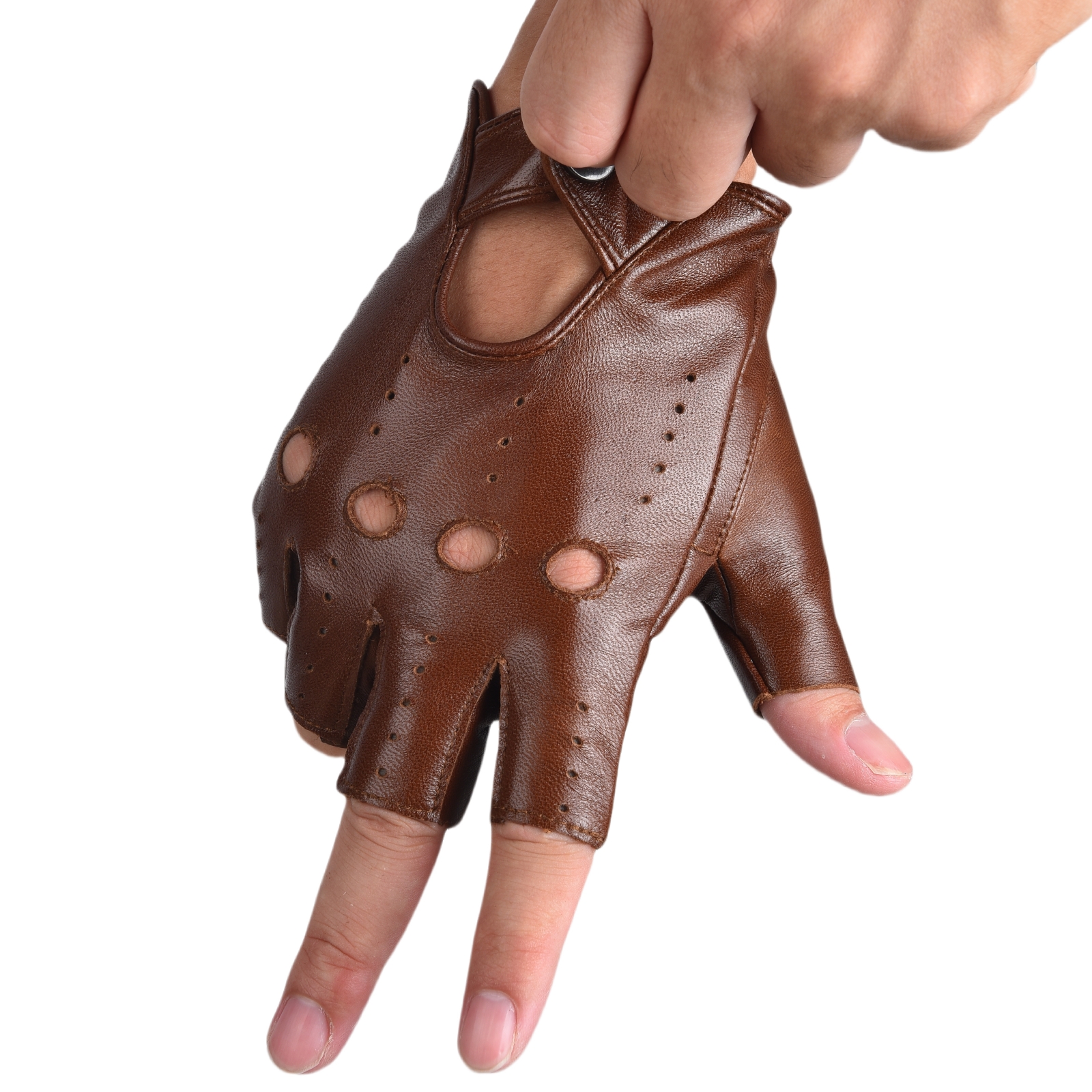 Mens Fingerless Half Finger Le - Leather Driving Glove reseña y precio