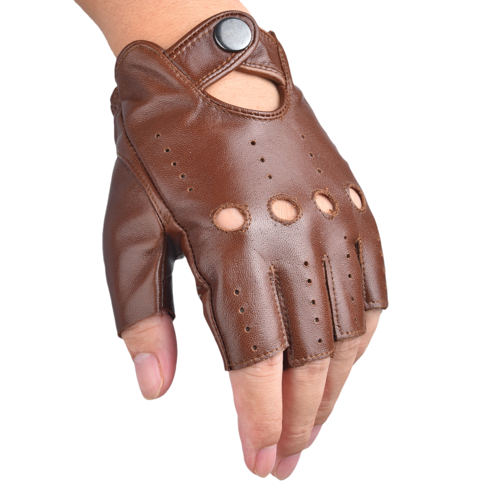 Mens Fingerless Half Finger Le - Leather Driving Glove reseña y precio