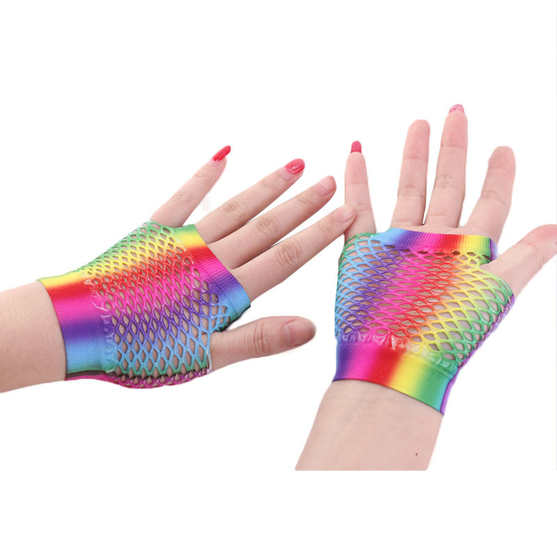 Ladies Sexy Rainbow Color Shor - Fingerless Glove Knit reseña y precio