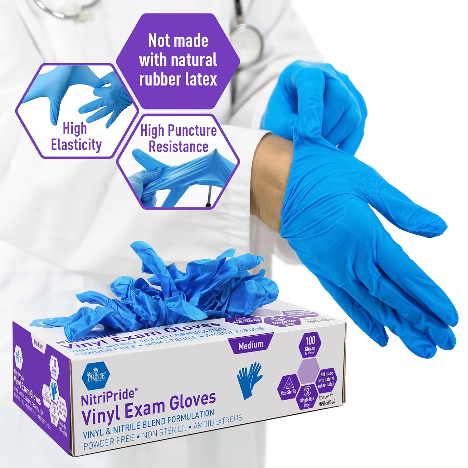 Powder-Free Nitrile/Vinyl Blen - Exam Glove Nitrile reseña y precio