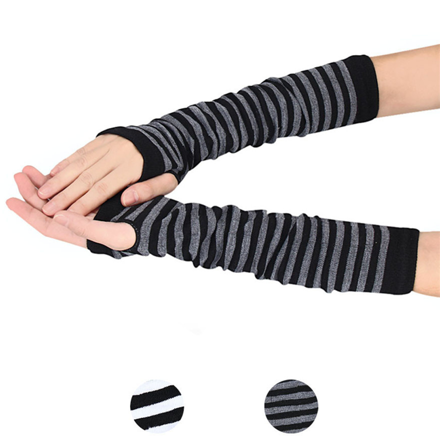 Women Long Sleeve Gothic Strip - Fingerless Glove Knit reseña y precio