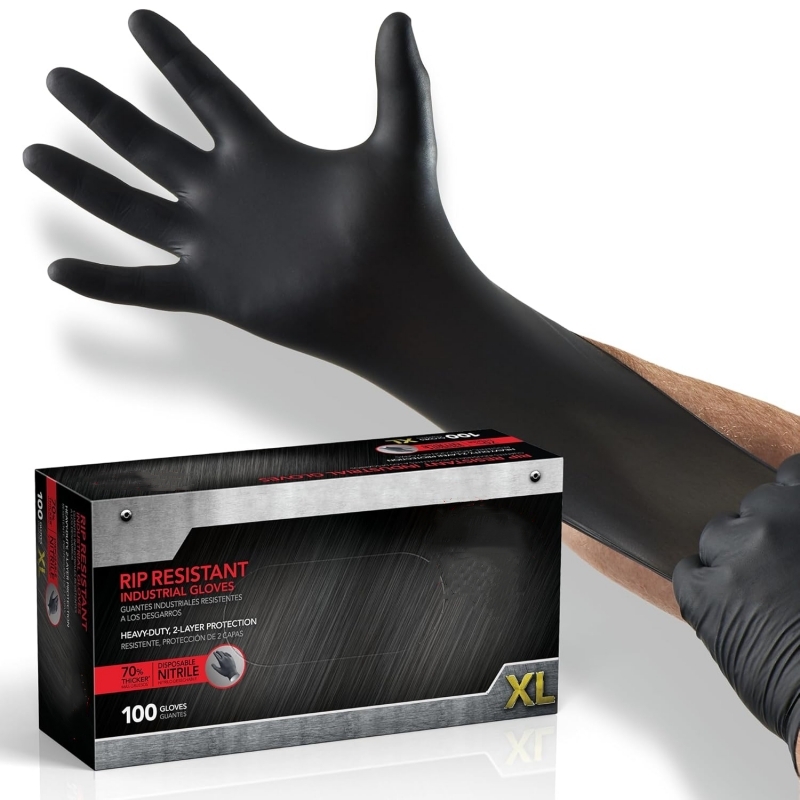 100PCS Black Nitrile Gloves Di - Nitrile Mechanic Glove reseña y precio