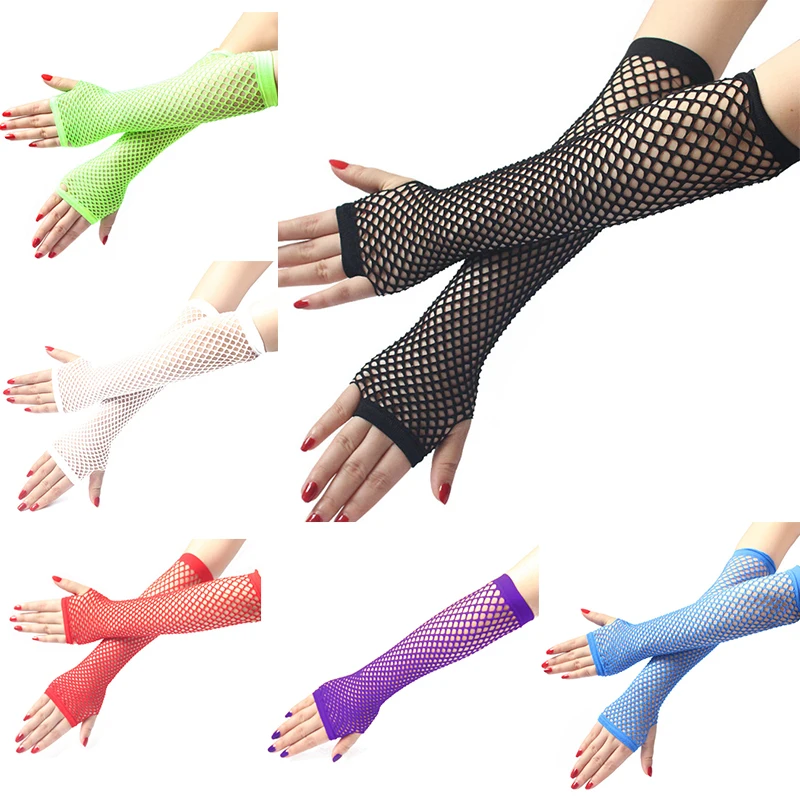 Women Fashion Neon Fishnet Fin - Fingerless Glove Knit reseña y precio