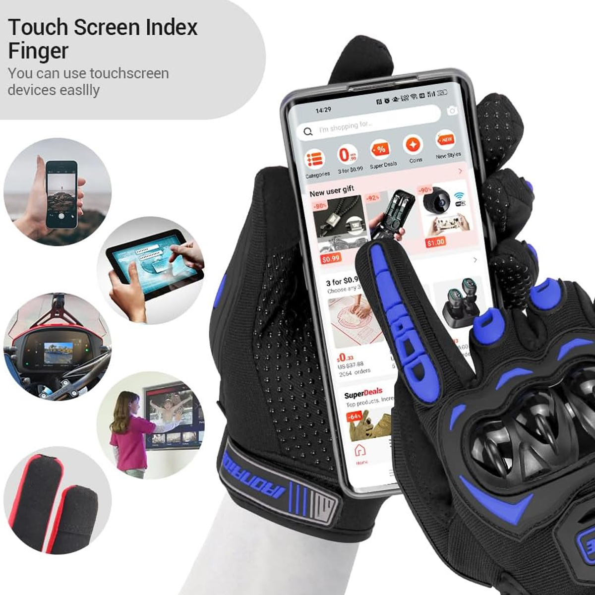 Men Motorcycle Gloves Touch Sc - Motorcycle Glove Knuckle reseña y precio