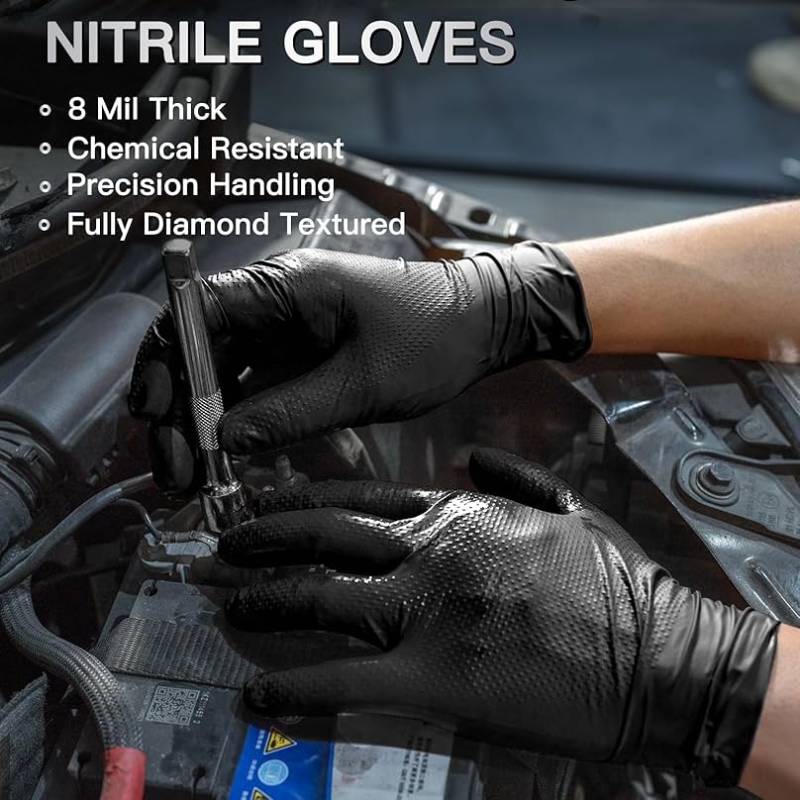 8Mil Thick Heavy Duty Safety W - Nitrile Mechanic Glove reseña y precio