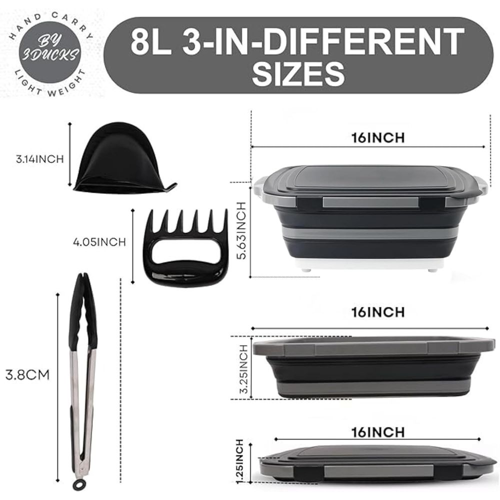 Portable 8L BBQ Prep Tub with  - Heat Resistant Glove reseña y precio