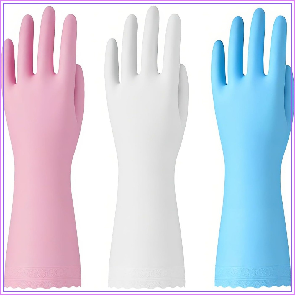 3 Pairs Non-Slip Waterproof Ki - Rubber Glove Cleaning reseña y precio