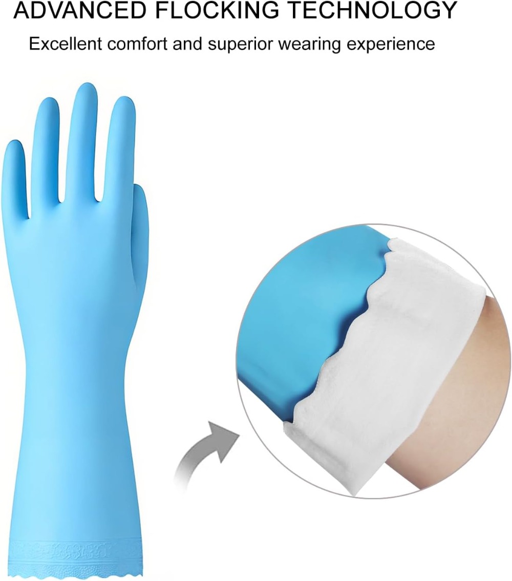 3 Pairs Non-Slip Waterproof Ki - Rubber Glove Cleaning reseña y precio